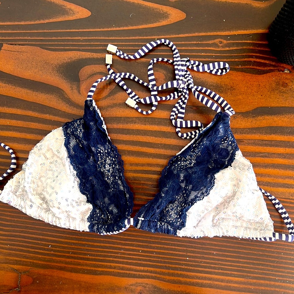 Beach Bunny sequin lace triangle bikini top